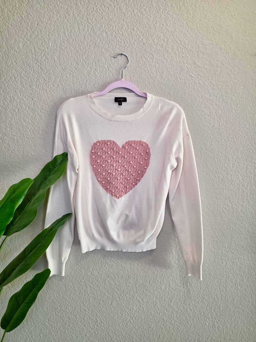 On Twelfth Ivory Pearl Heart Knit Sweater